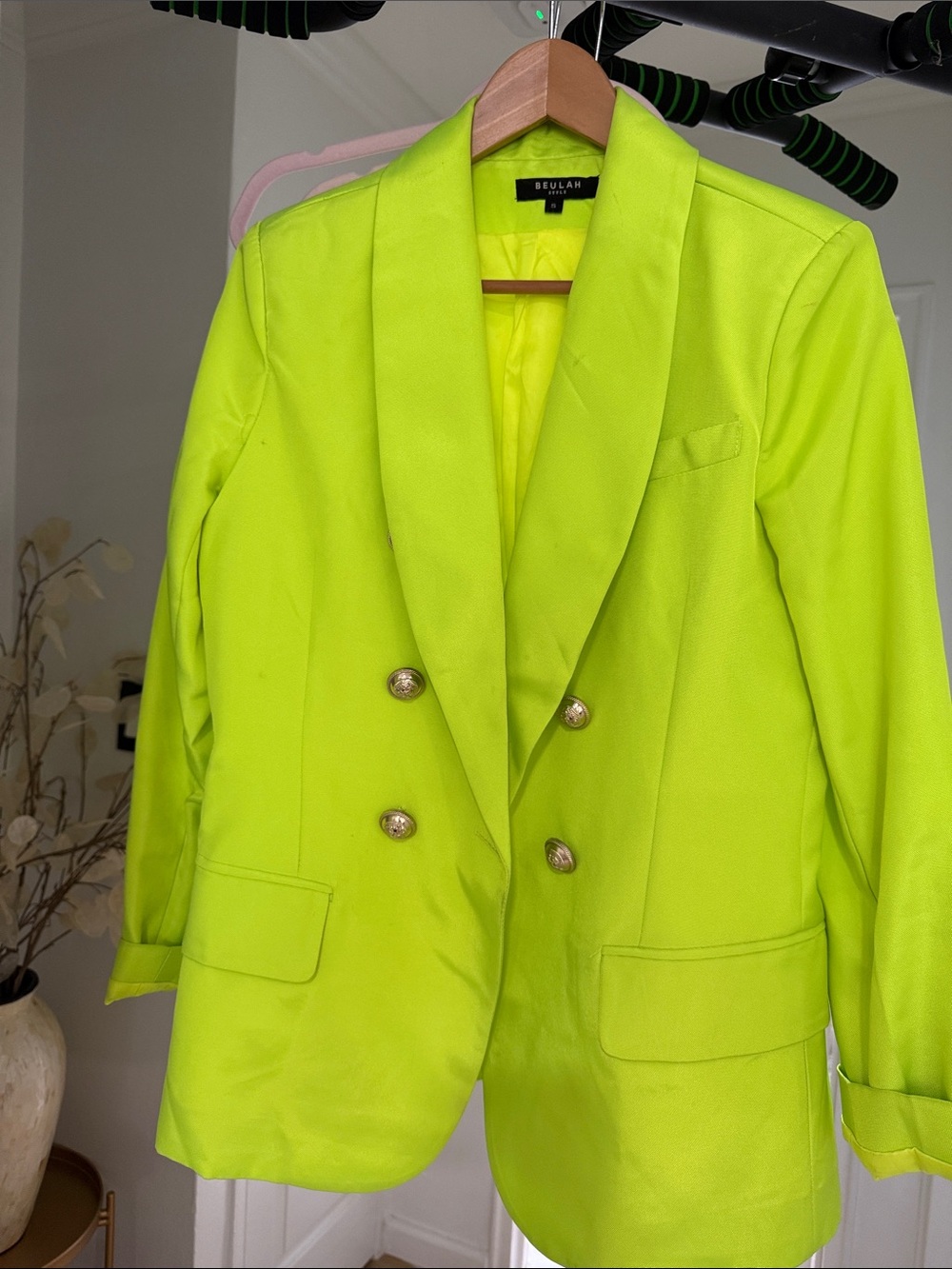 Beulah Lime Green Double-Breasted Blazer